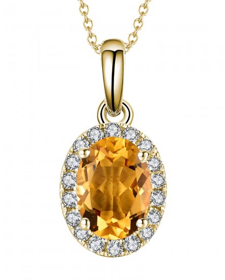 OVAL COLORED STONE DIAMOND PENDANT (VP406)